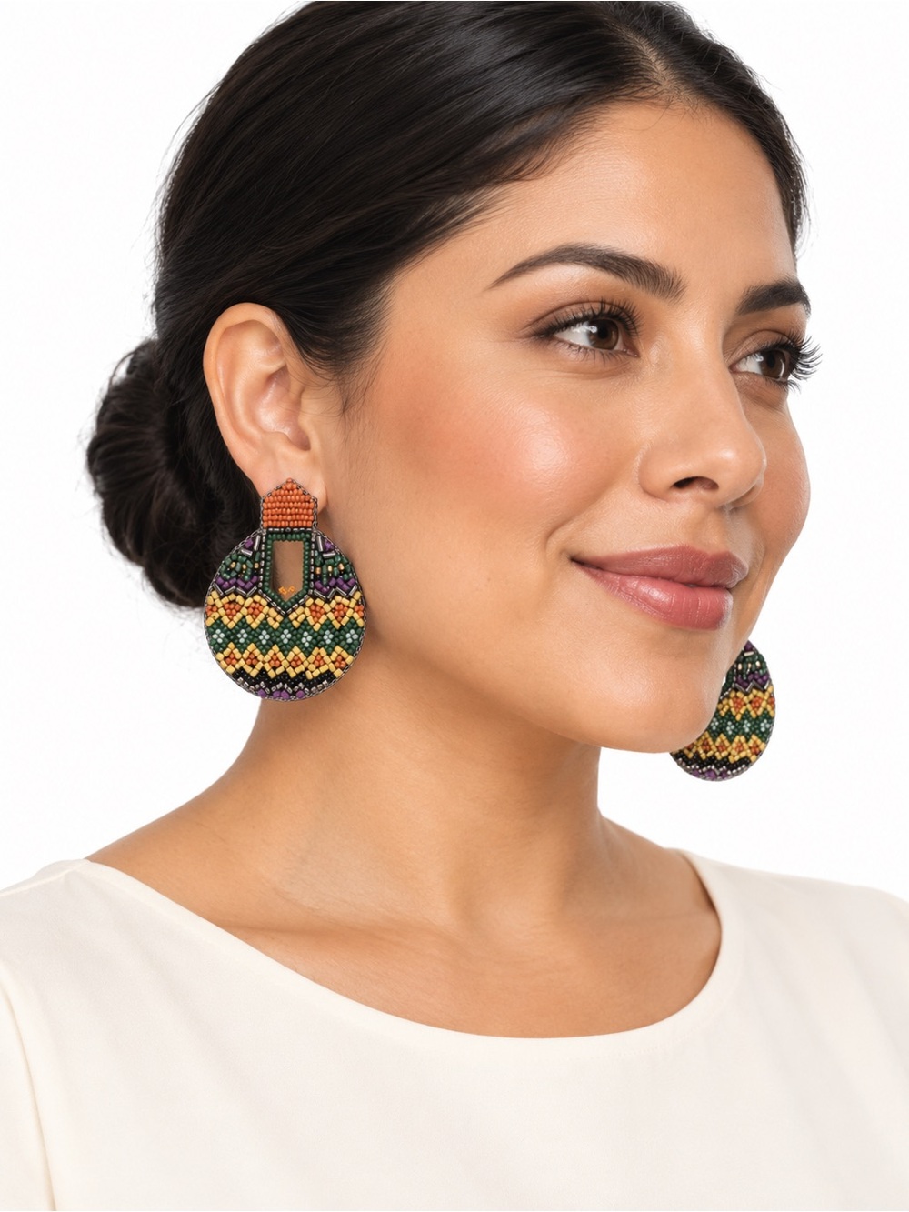 Kaylee New York Multicolor Geometric Beaded Drop Earrings